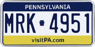 PA license plate MRK4951