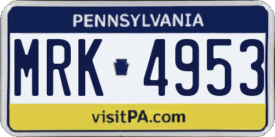 PA license plate MRK4953