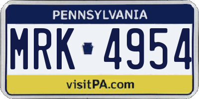 PA license plate MRK4954