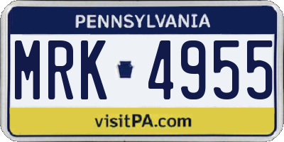 PA license plate MRK4955