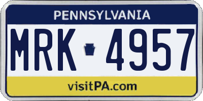 PA license plate MRK4957