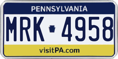 PA license plate MRK4958