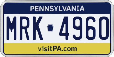 PA license plate MRK4960