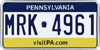 PA license plate MRK4961