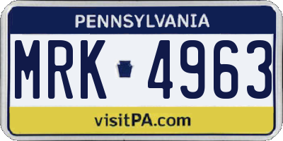 PA license plate MRK4963