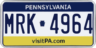 PA license plate MRK4964