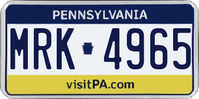 PA license plate MRK4965