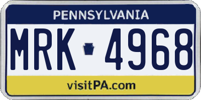 PA license plate MRK4968