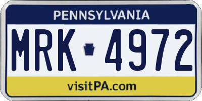 PA license plate MRK4972