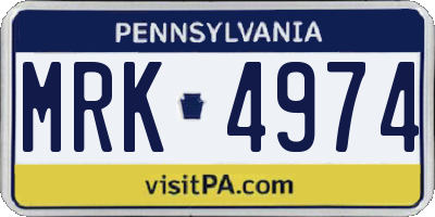 PA license plate MRK4974
