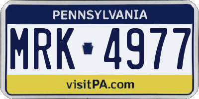 PA license plate MRK4977