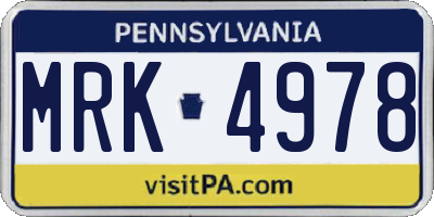 PA license plate MRK4978
