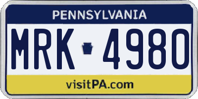 PA license plate MRK4980