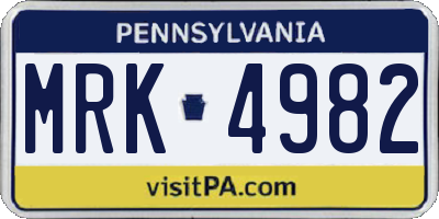 PA license plate MRK4982