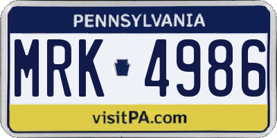 PA license plate MRK4986