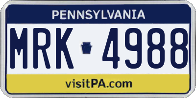 PA license plate MRK4988