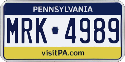 PA license plate MRK4989