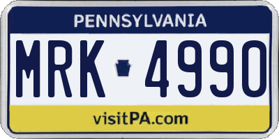 PA license plate MRK4990