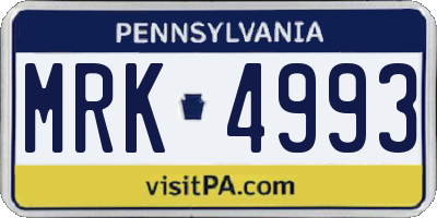 PA license plate MRK4993
