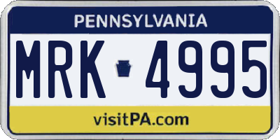 PA license plate MRK4995