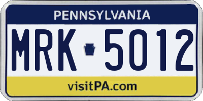 PA license plate MRK5012