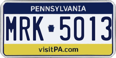 PA license plate MRK5013