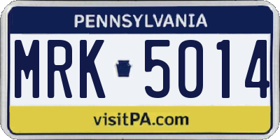 PA license plate MRK5014