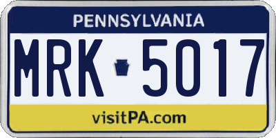 PA license plate MRK5017