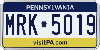 PA license plate MRK5019