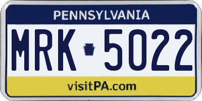 PA license plate MRK5022