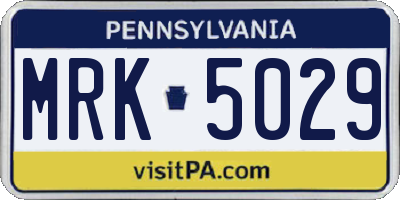 PA license plate MRK5029