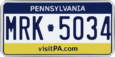 PA license plate MRK5034