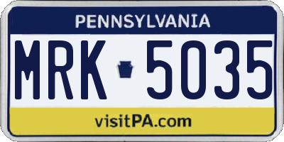PA license plate MRK5035