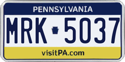 PA license plate MRK5037