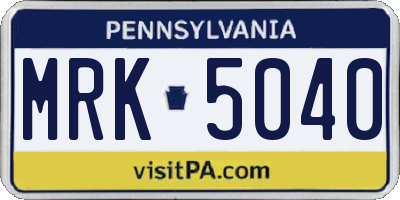 PA license plate MRK5040