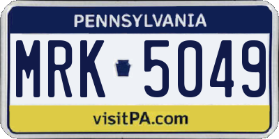 PA license plate MRK5049