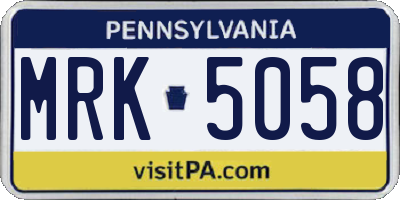 PA license plate MRK5058