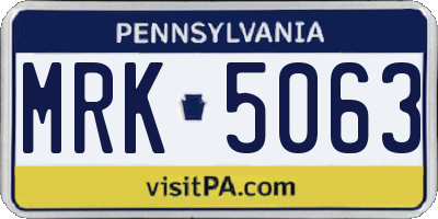 PA license plate MRK5063