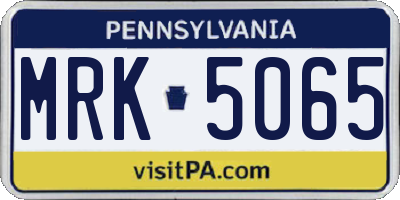 PA license plate MRK5065
