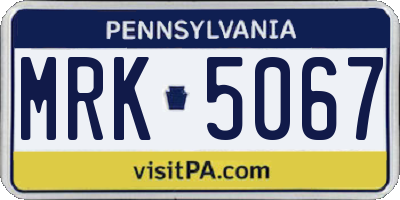 PA license plate MRK5067
