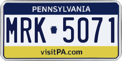 PA license plate MRK5071