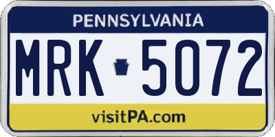 PA license plate MRK5072
