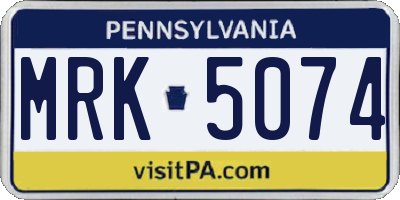 PA license plate MRK5074