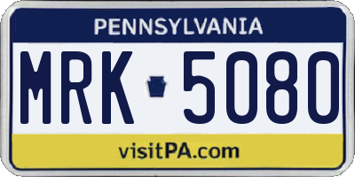 PA license plate MRK5080
