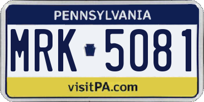 PA license plate MRK5081
