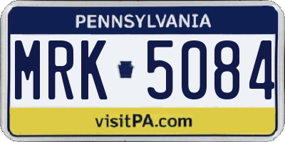 PA license plate MRK5084
