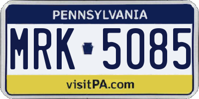 PA license plate MRK5085