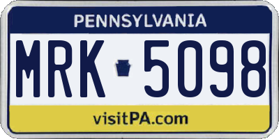 PA license plate MRK5098