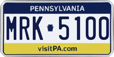 PA license plate MRK5100