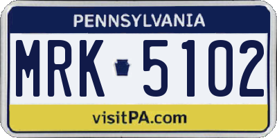 PA license plate MRK5102